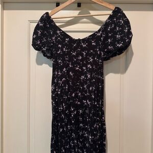 Wild Fable Black Puff Sleeve Floral Dress